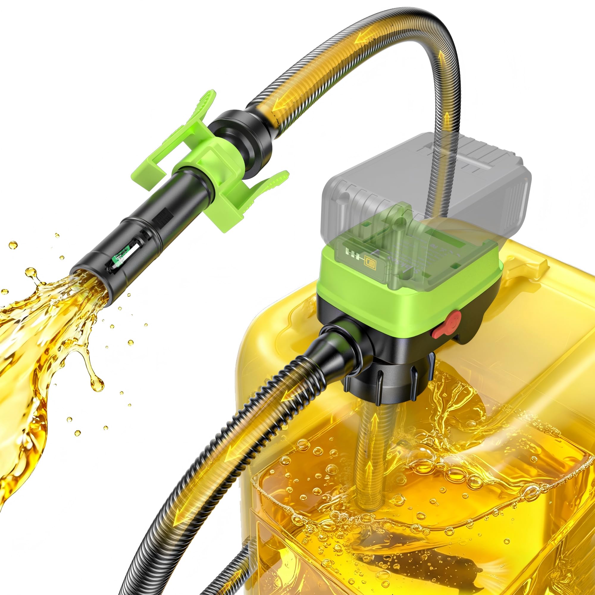 SoakSea fuel transfer pump with auto stop sensor demonstrates spill-free refueling.