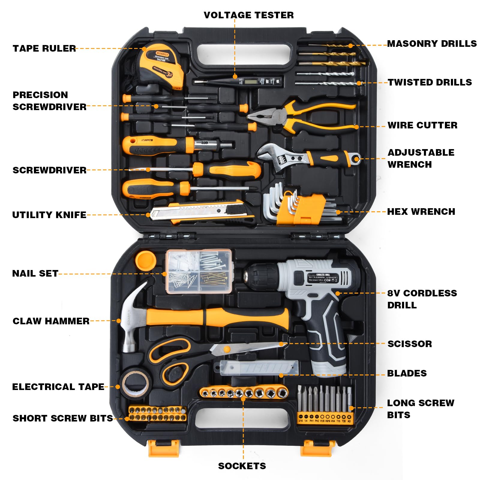 SOARFLY Upgradd 8V cordless drill in hand, easy control for light wood and plastic work.