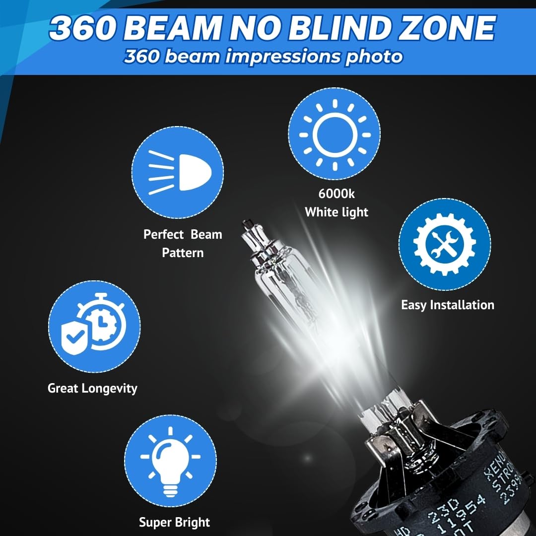 SOCAL-LED LIGHTING D2R bulbs beam clarity demonstrates focused illumination for sharper contrast
