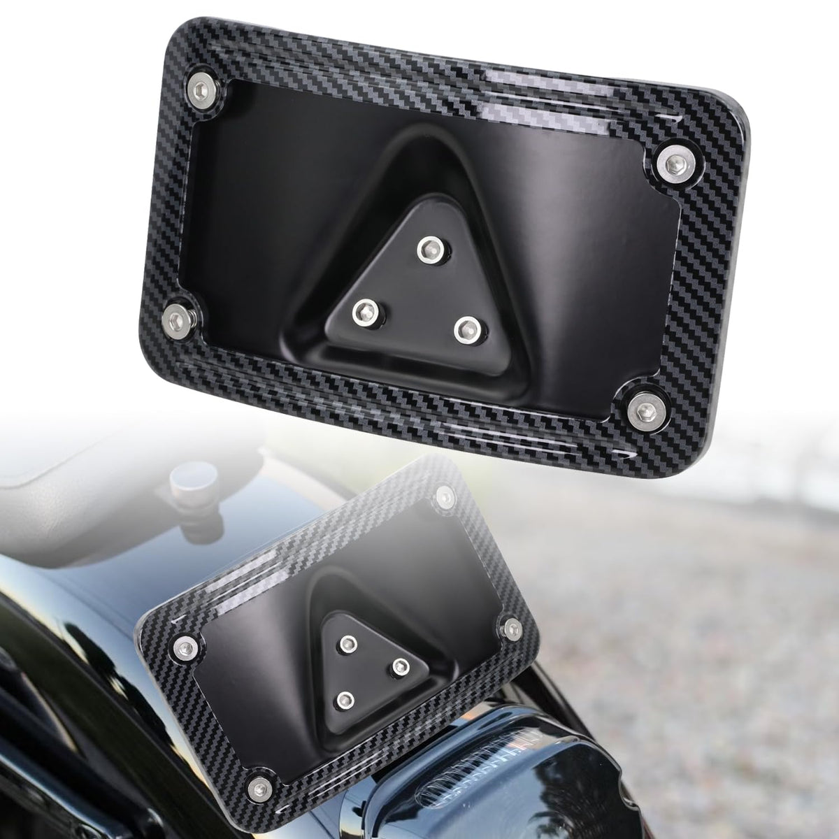 SoCiMa 3149 curved laydown mount on Harley frame adds sleek, custom look.