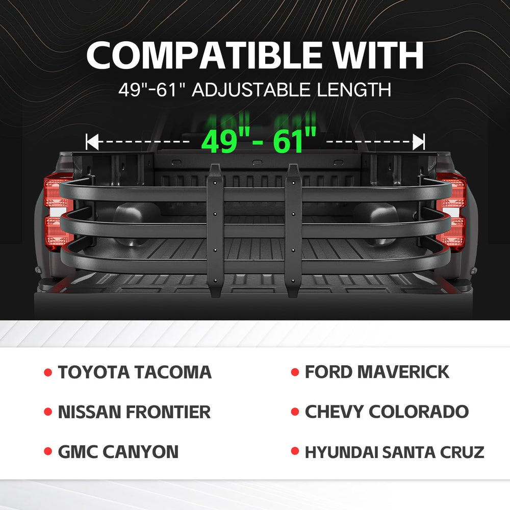SOENBOO truck bed extender flipped to tailgate for 21 inches of extra loading space