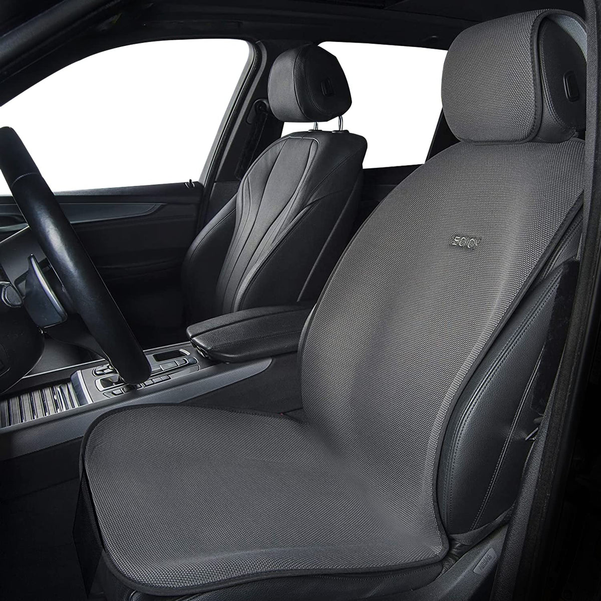 Sojoy IsoTowel front seat cover absorbs sweat with microfiber softness.