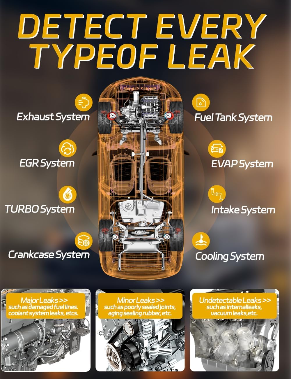 Solary Evap Smoke Machine Multifunction tests EVAP, exhaust, and seals across vehicles.