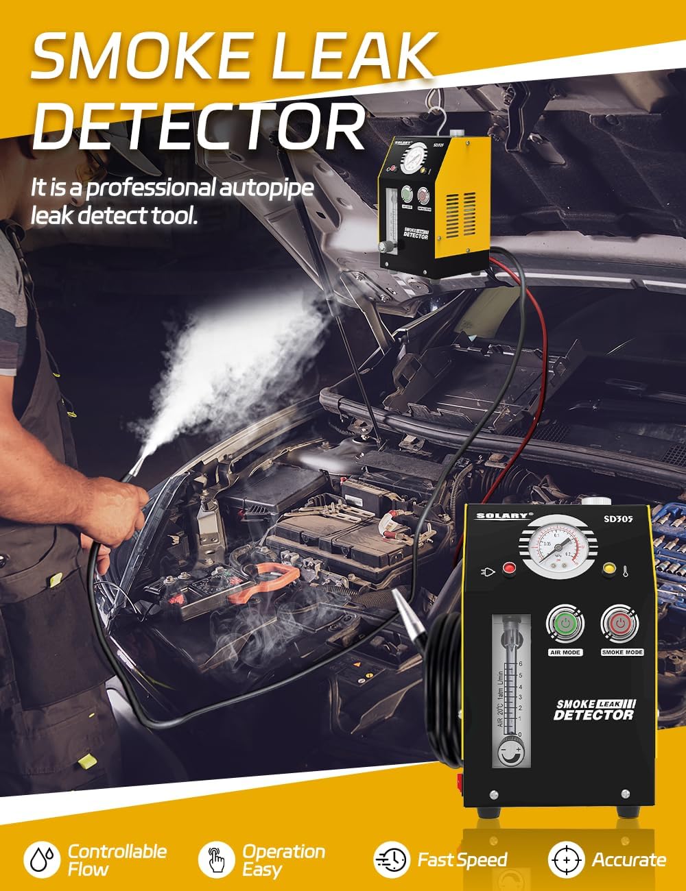 Solary Evap Smoke Machine Pressure Gauge aids precise adjustments during diagnostics.