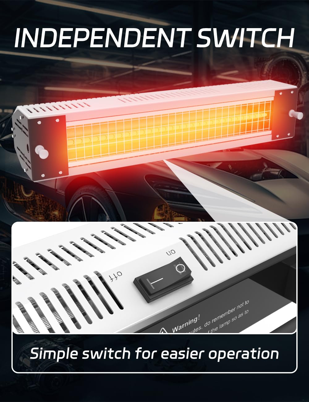 Solary handheld IR lamp with cooling holes for safe operation.