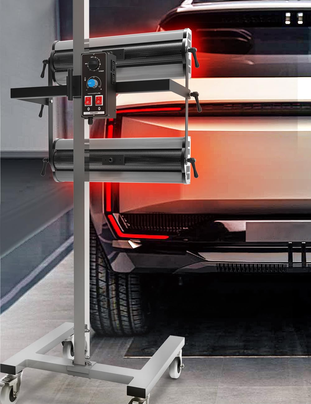 Solary lamp height-adjustment enables precise targeting on curved surfaces.
