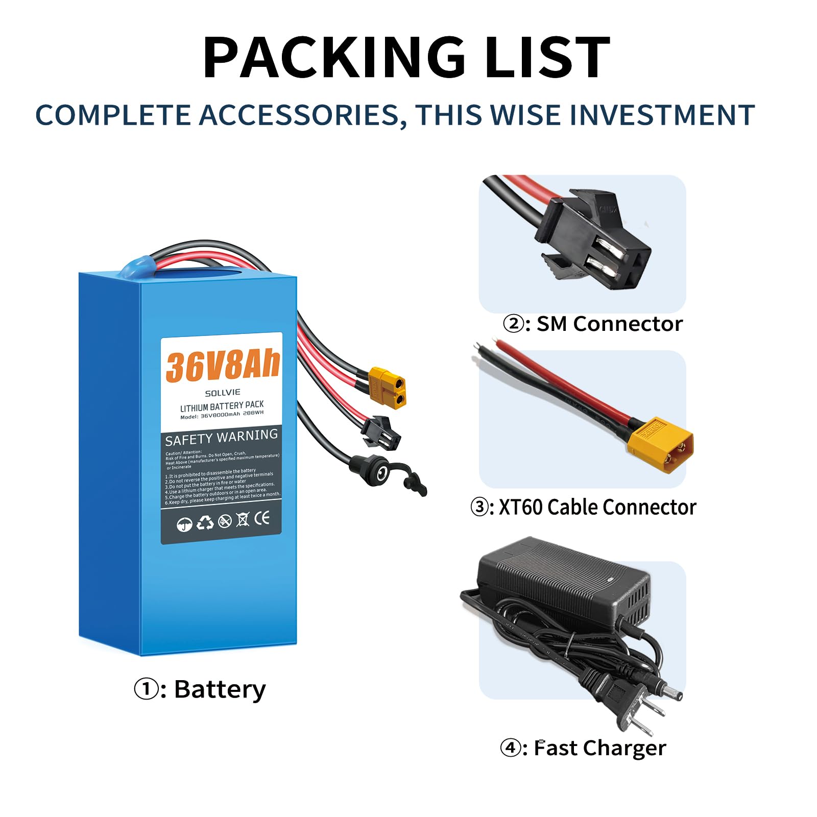 SOLLVIE includes a 2A charger for safe, efficient recharging.