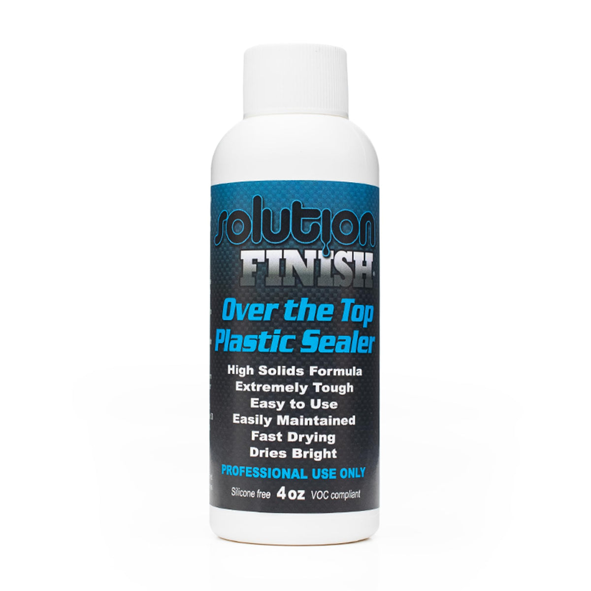 Solution Finish Over the Top Plastic Sealer bottle being poured for exterior trim restoration
