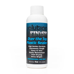 Solution Finish Over the Top Plastic Sealer bottle being poured for exterior trim restoration