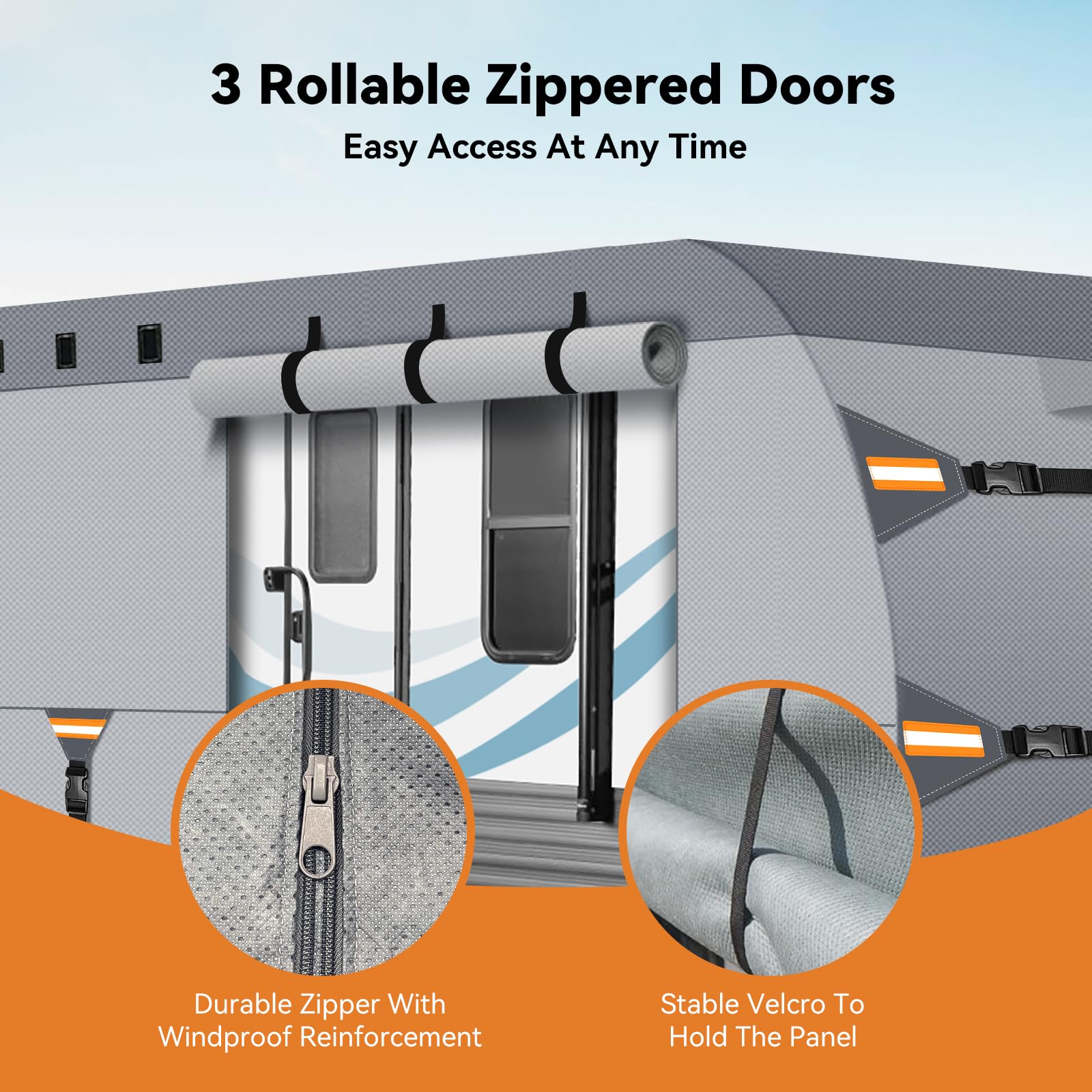 Somokg Upgrade 7-Layer RV Cover ventilation and reflective strips for night visibility
