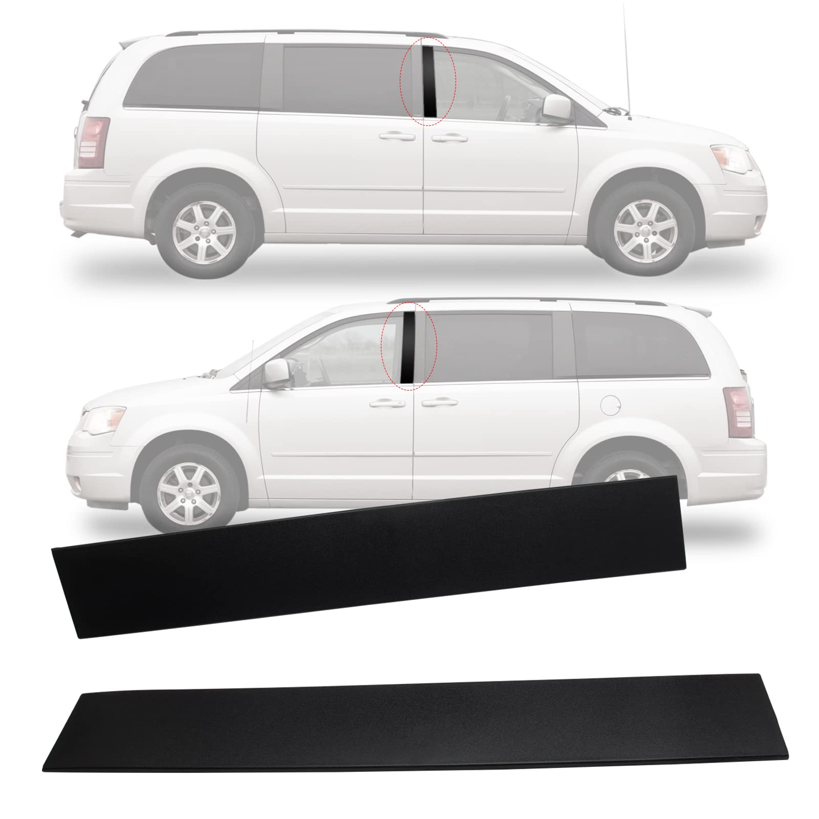 Somusen 926-446 B-pillar trim molding on front driver side showing precise fit.
