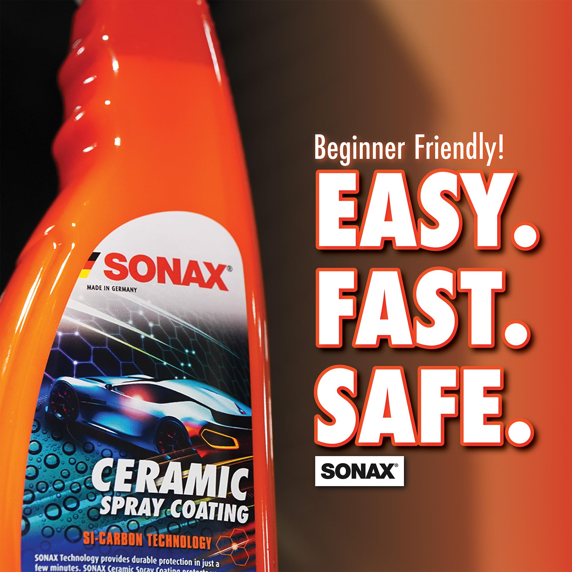 SONAX Ceramic Spray Coating gloss finish showcases high shine and hydrophobic protection.