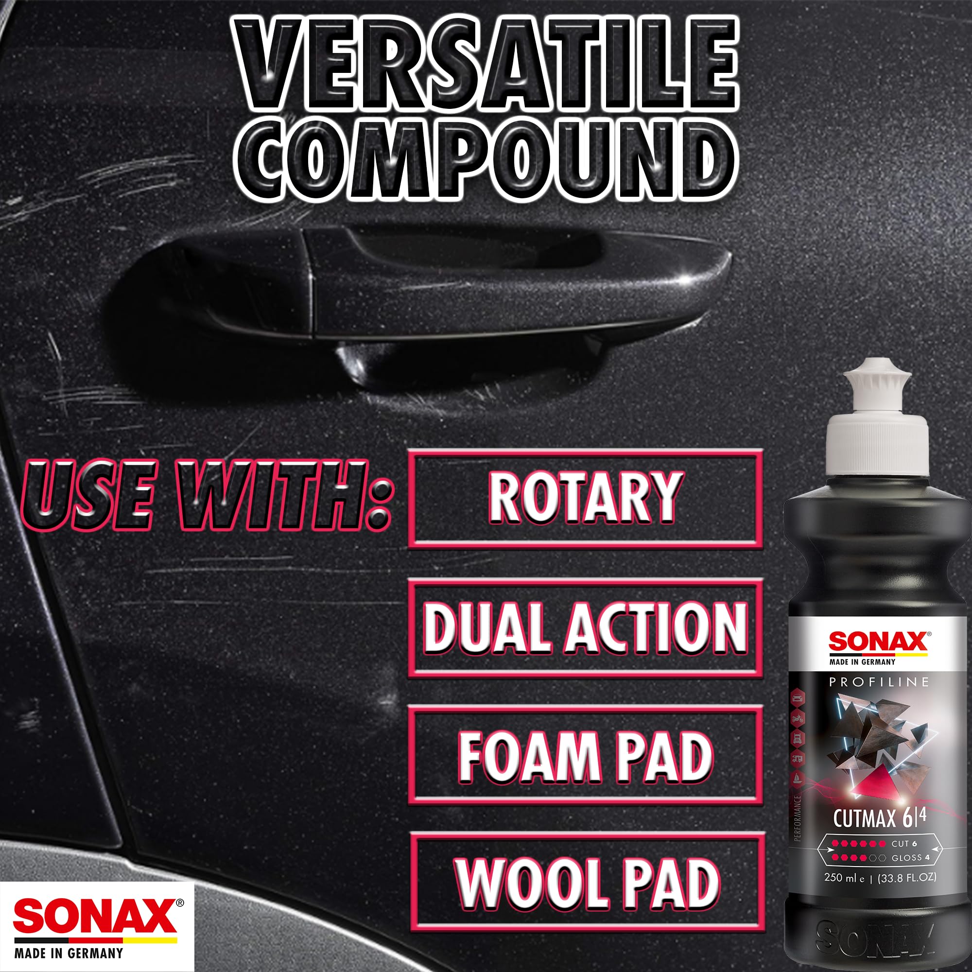 SONAX microfiber cloths pair with CutMax for clean finishing
