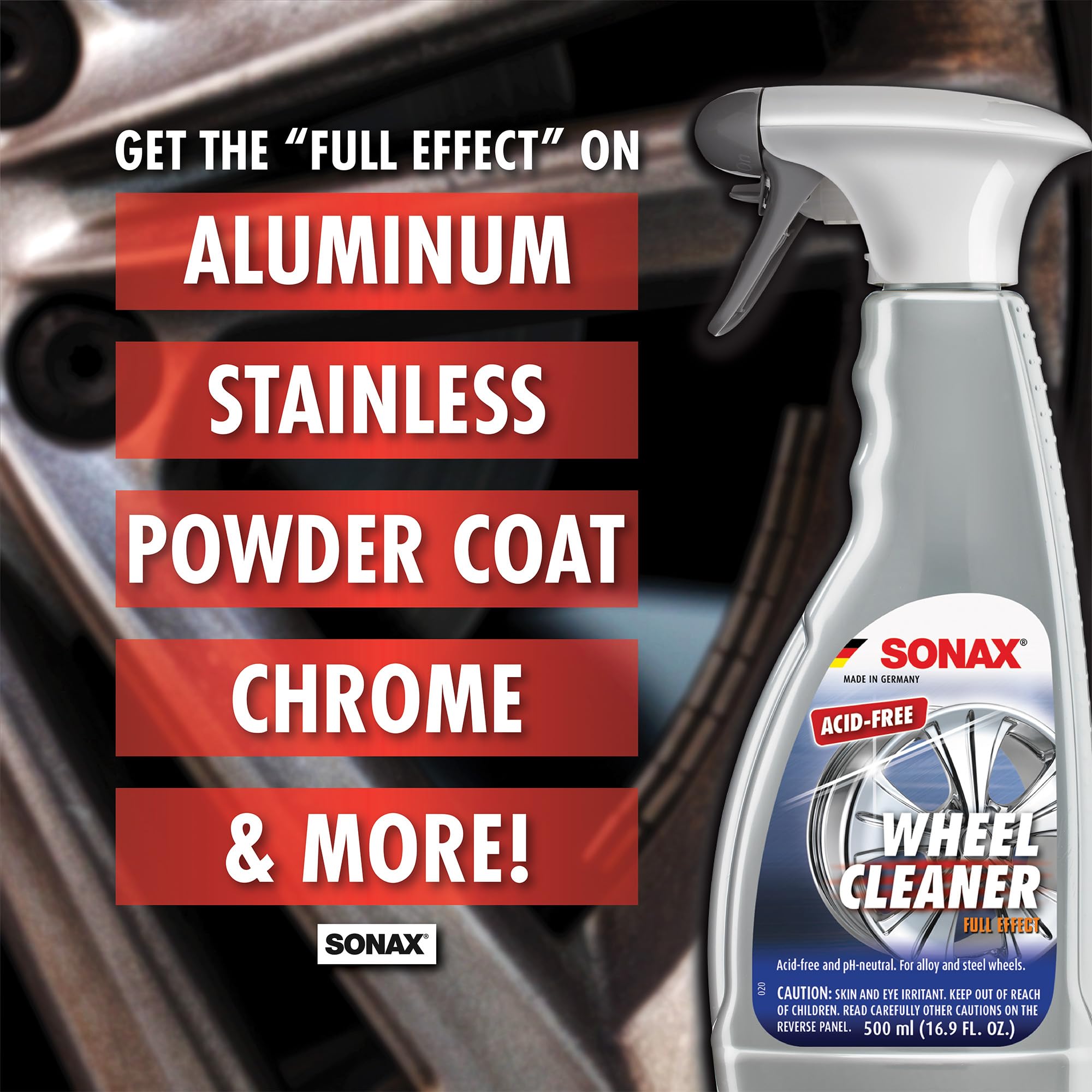 SONAX Full Effect color-change action on brake dust