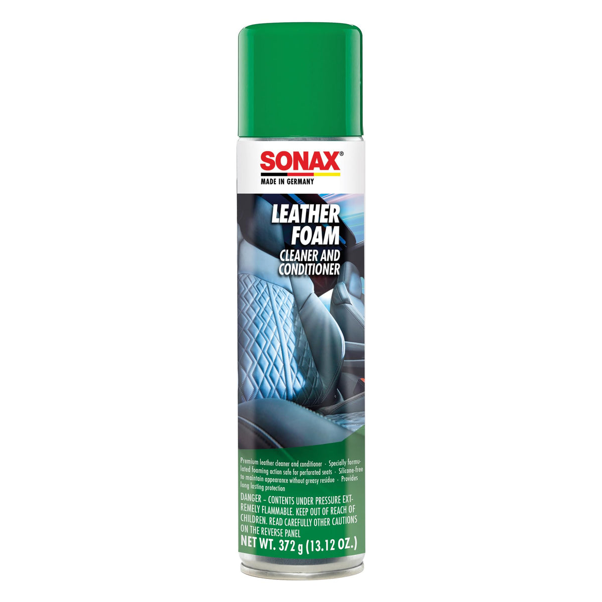 SONAX Leather Foam bottle for quick cleaning and conditioning of leather.