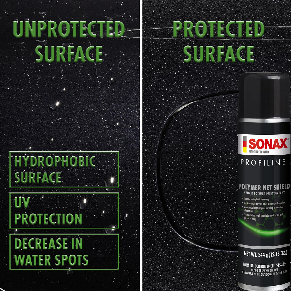 SONAX Net Shield creates crisp reflection and deep gloss on vehicle paint.
