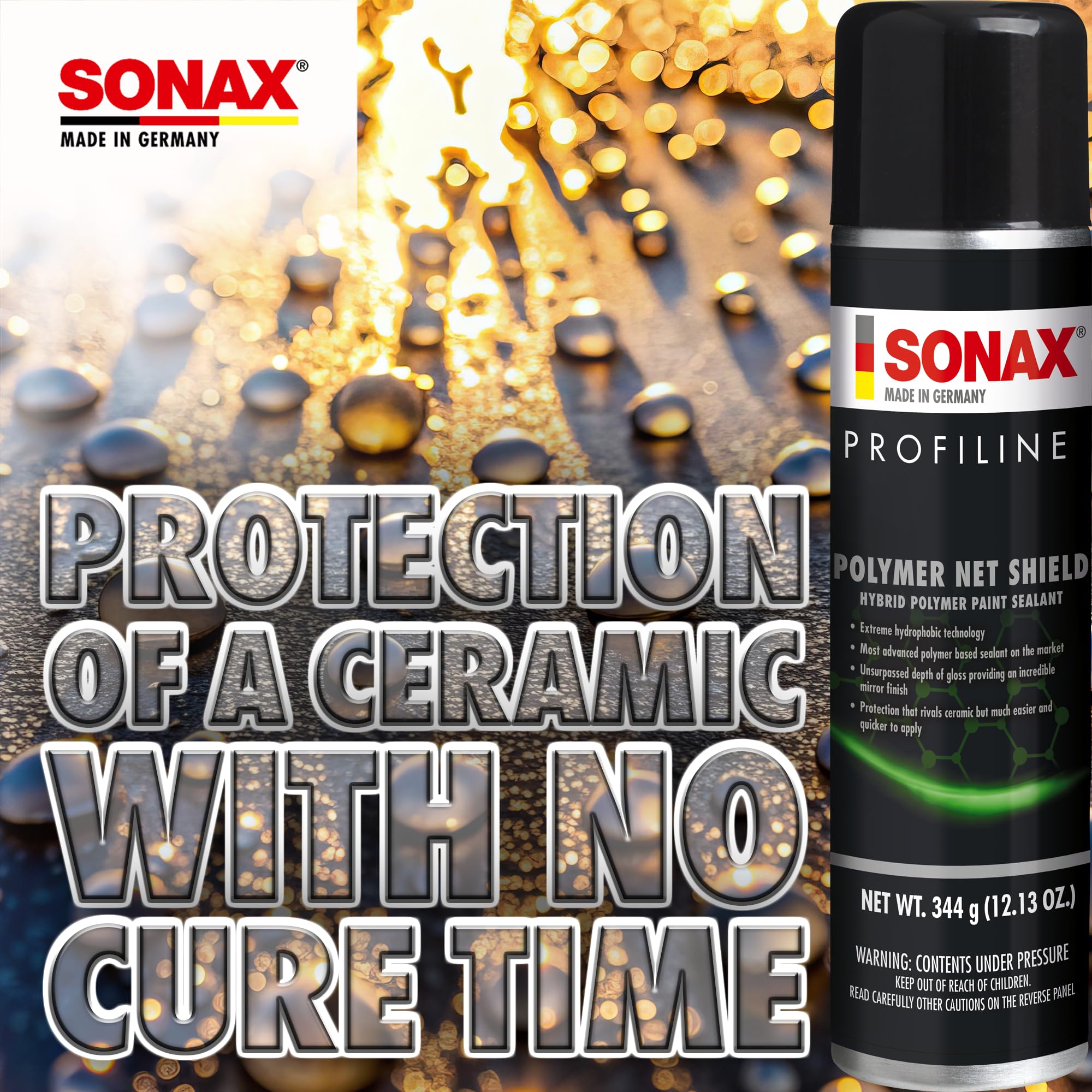 SONAX Polymer Net Shield promotes water beading and easier cleaning.