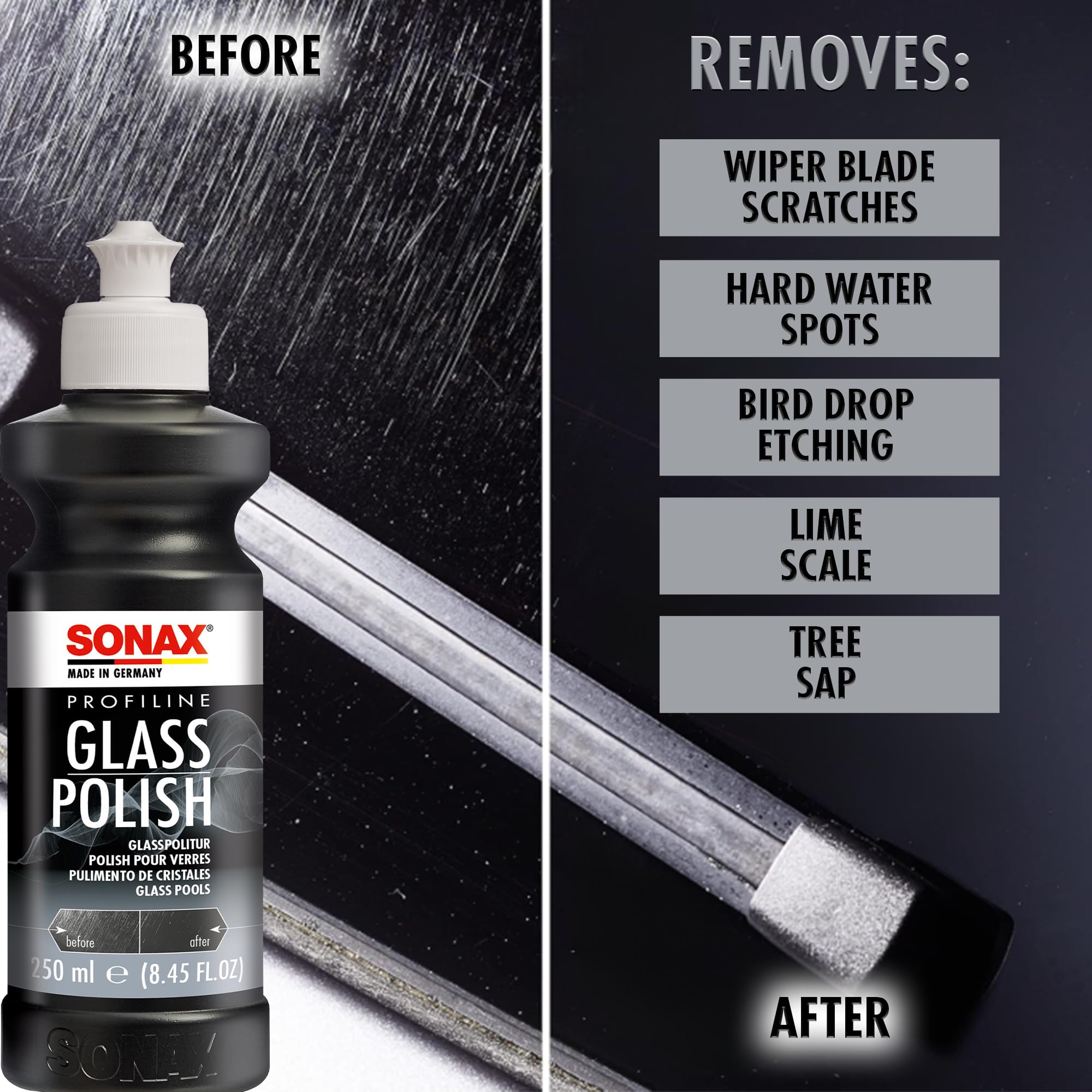 SONAX PROFILINE GlassPolish application pad ready for glass finishing.