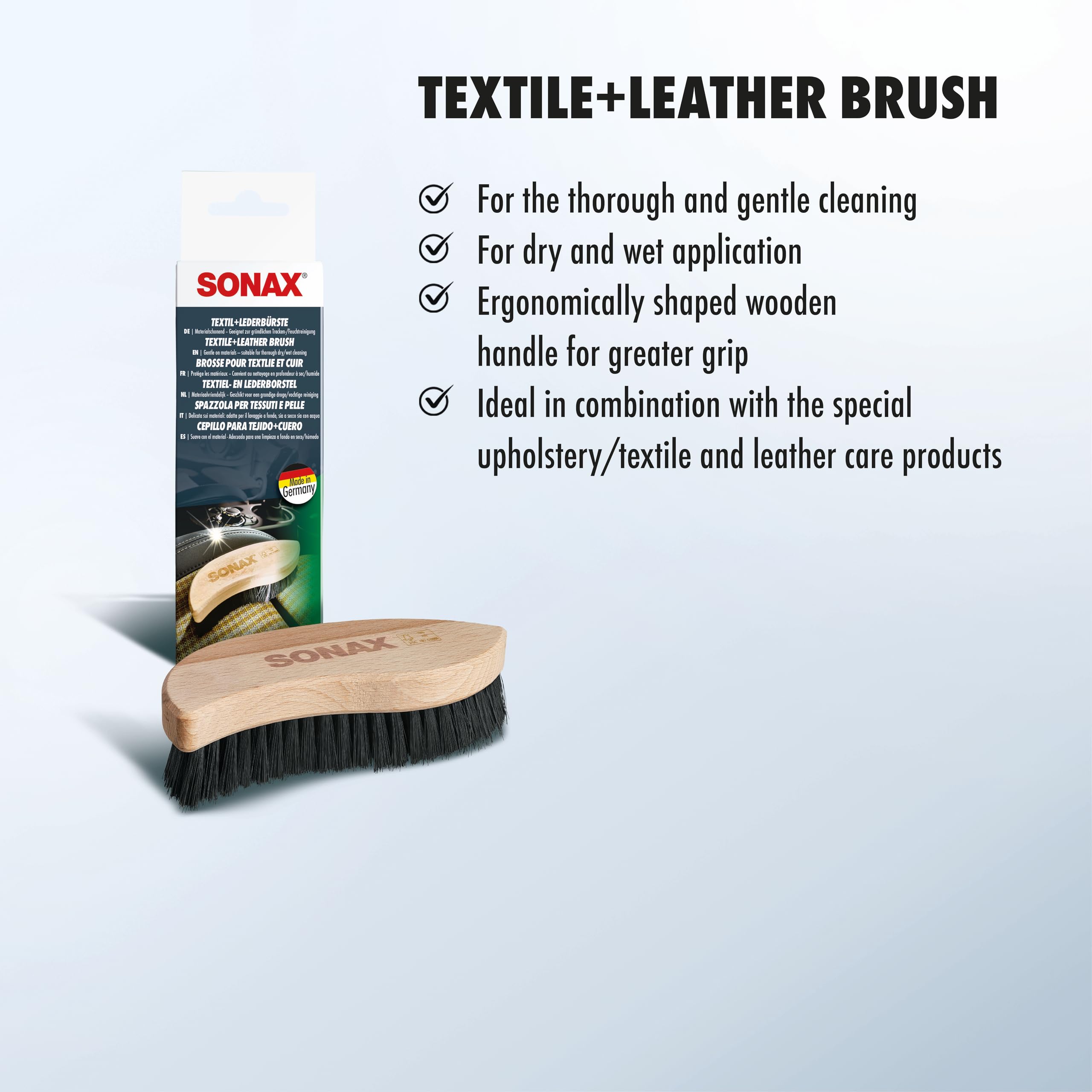 SONAX Textile & Leather Brush ideal for professional interior detailing
