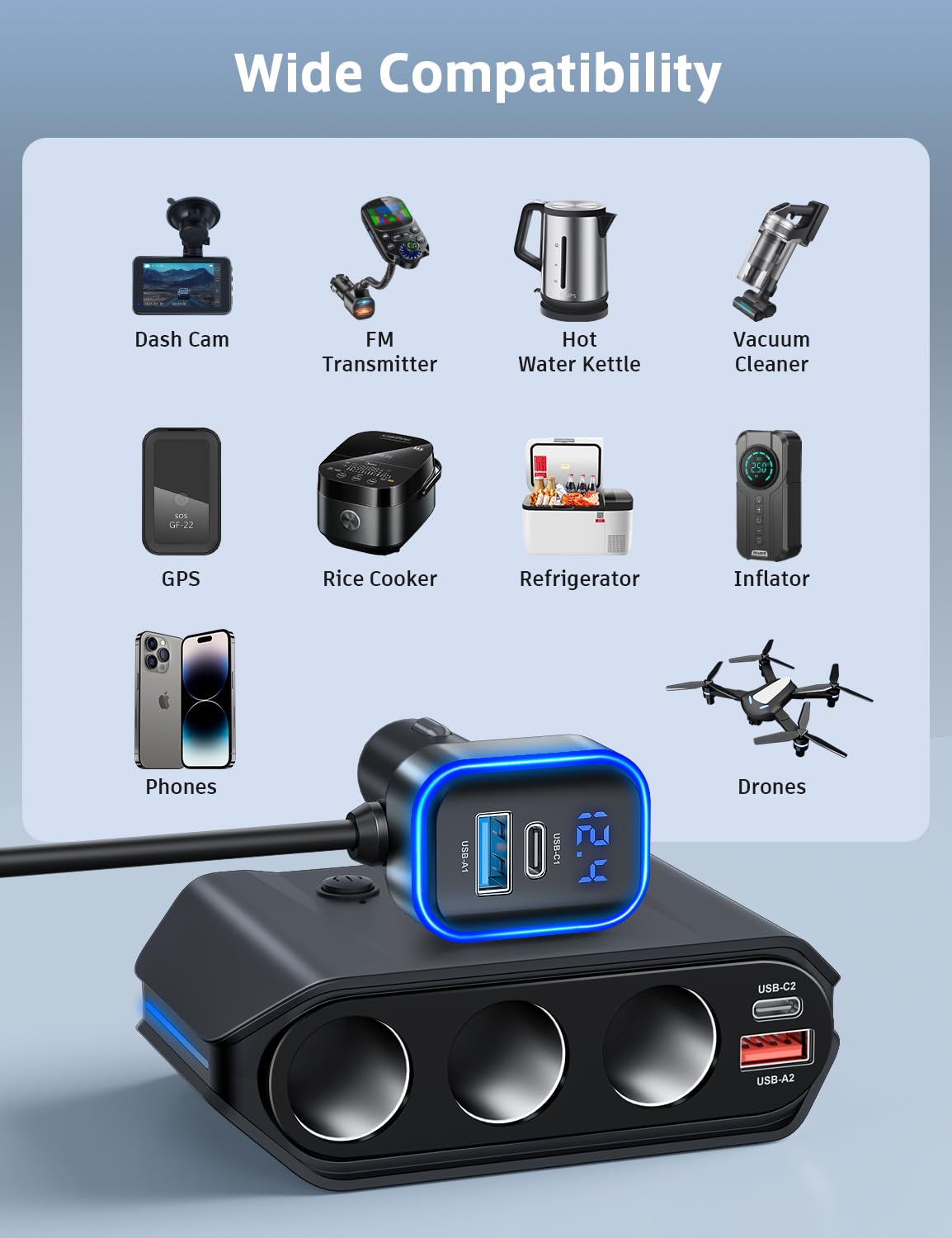 SONRU wide compatibility image featuring SUV, truck, and RV.
