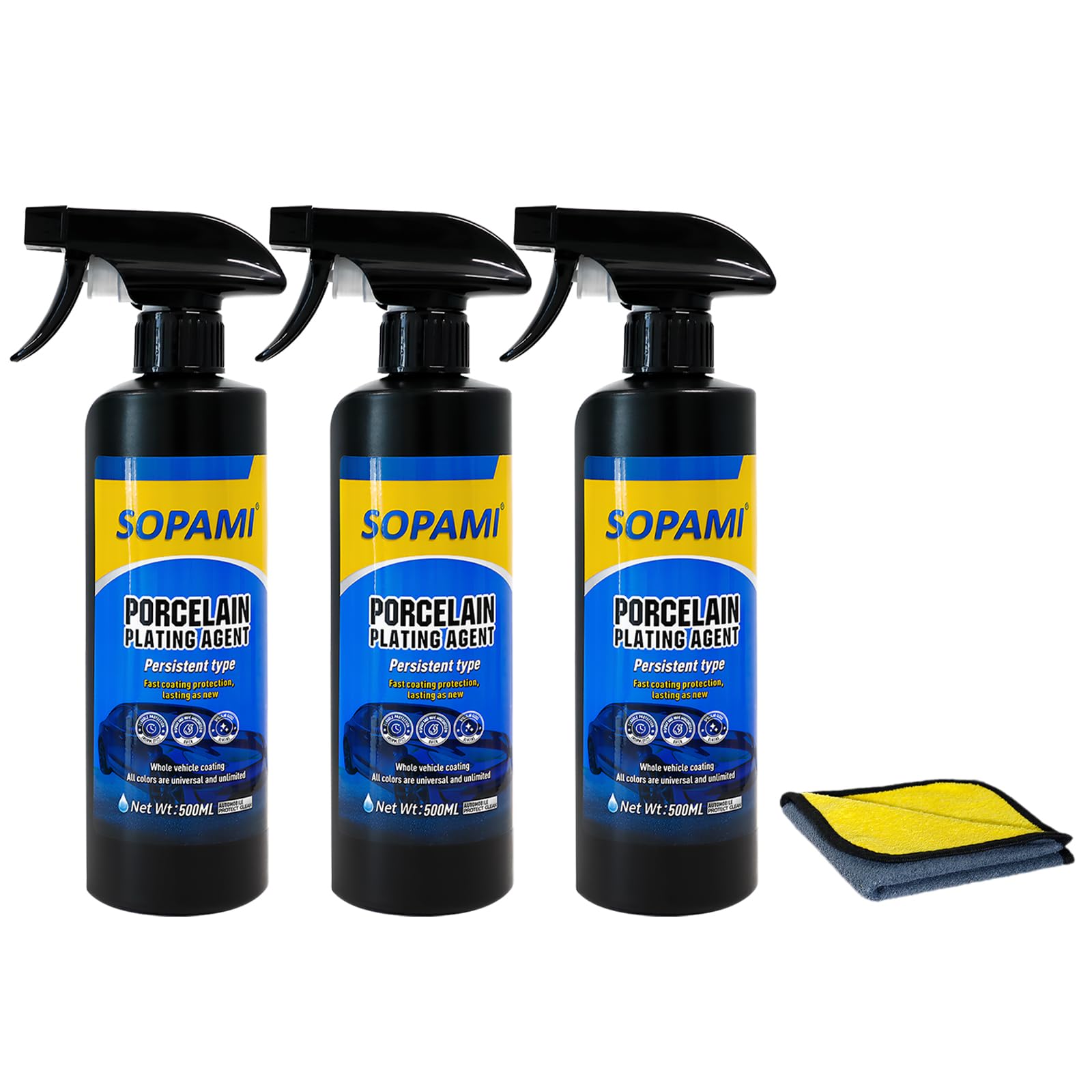 SOPAMI 3-pack bottle 500ml for quick coating and lasting gloss.