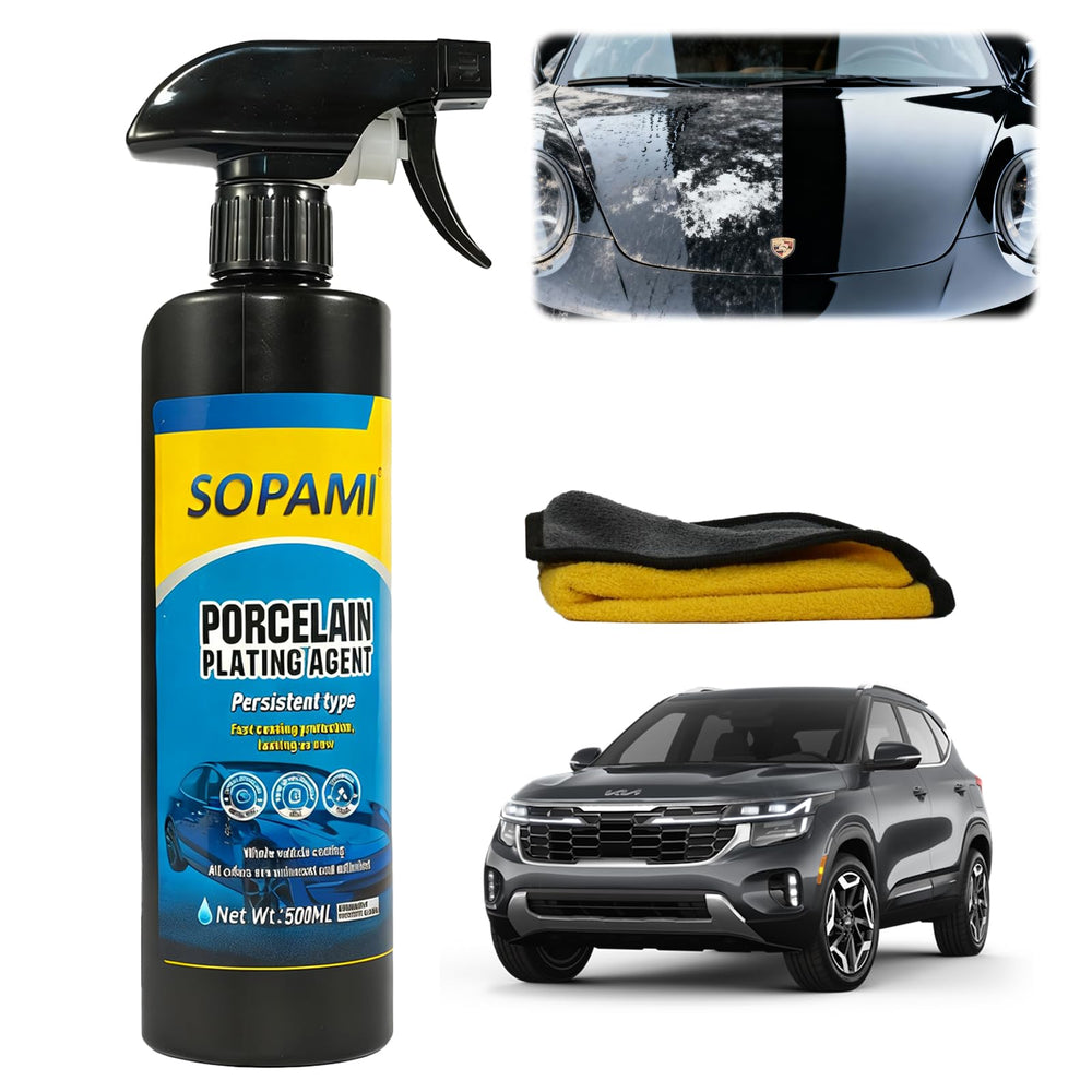 SOPAMI bottle pour demonstration showing easy ceramic coating application