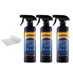SOPAMI Car Coating Spray bottle demonstrates quick shine and durable protection.