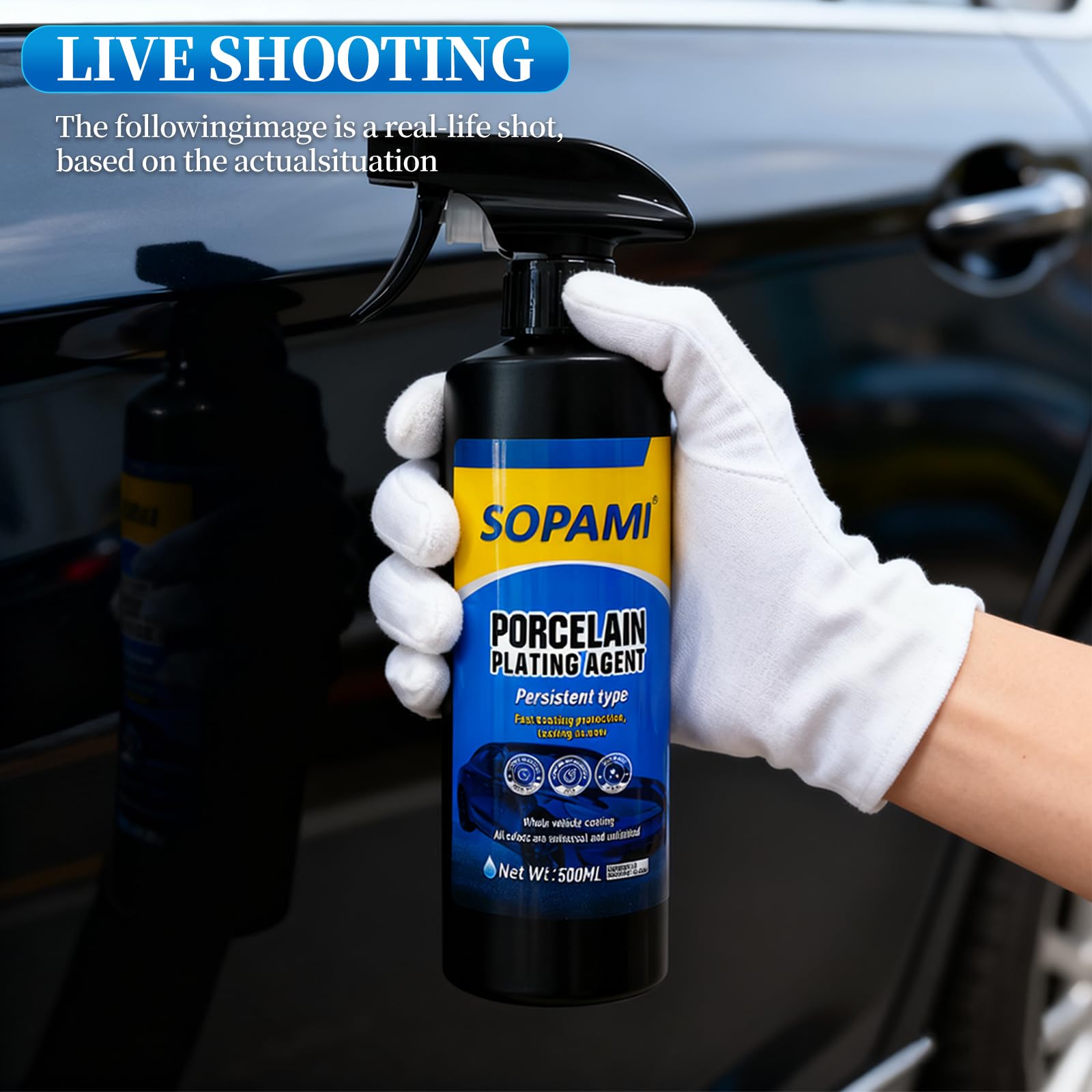 SOPAMI hydrophobic-beading-protection creates a water-repellent surface shine.