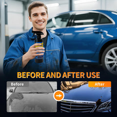 SOPAMI Hydrophobic shine layer repelling water on vehicle surface.