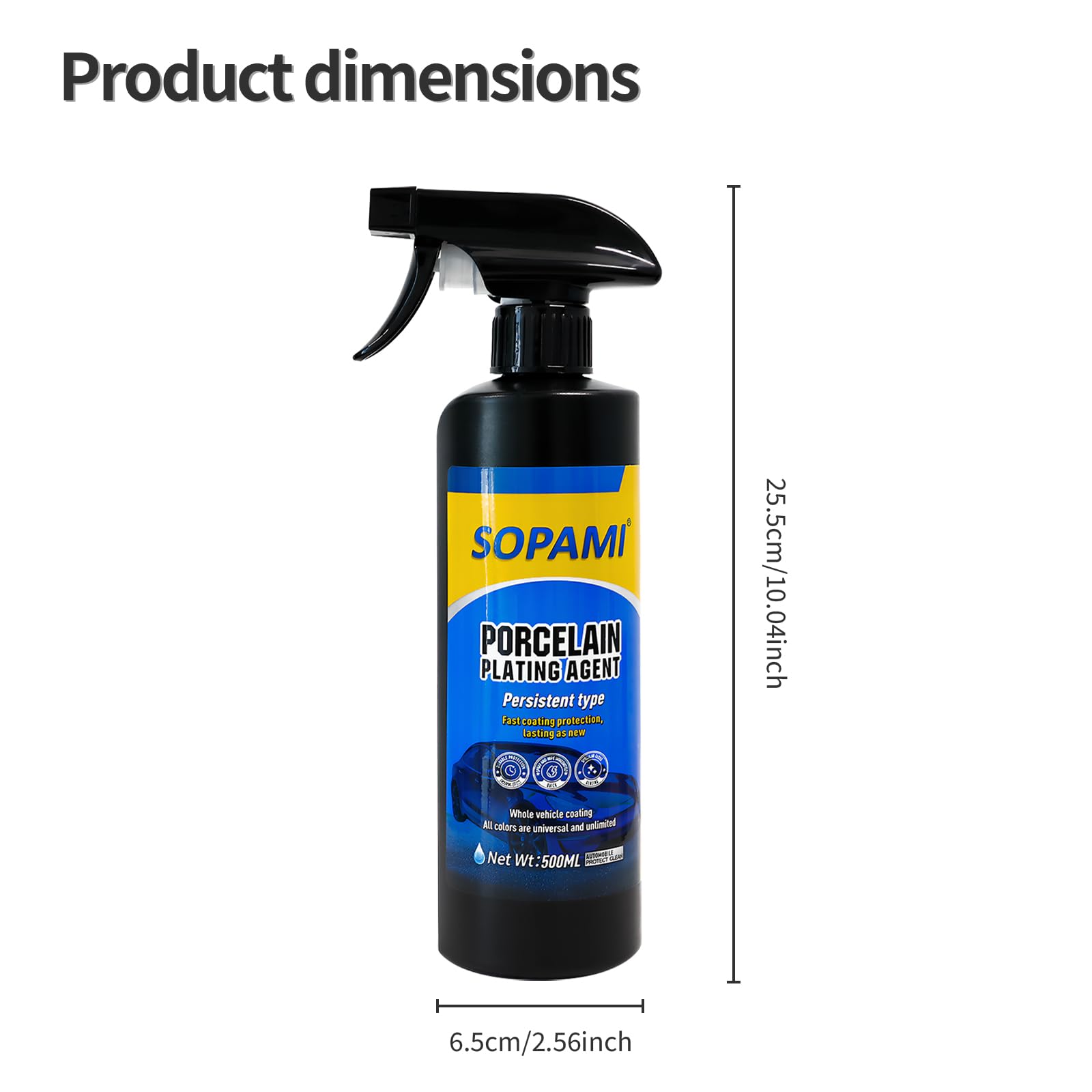 SOPAMI Quick Coat Spray bottle close-up showing scratch repair capability on paint.