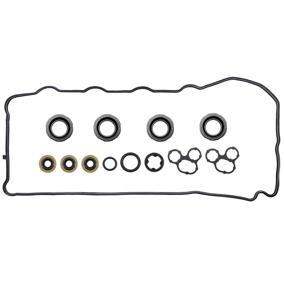 Sorello engine valve cover gasket set top view showing overall package