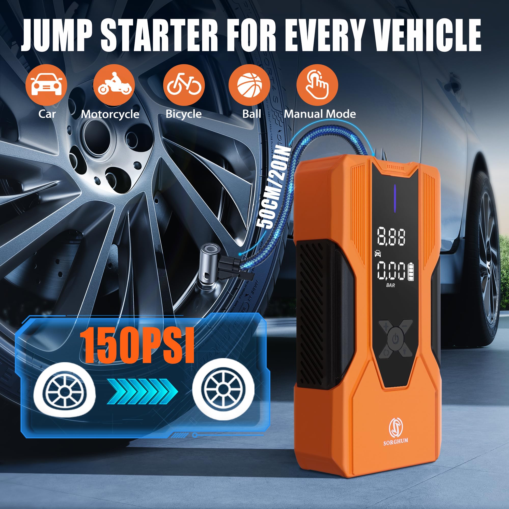 SORGHUM smart jumper cables with safety protections for reliable use.