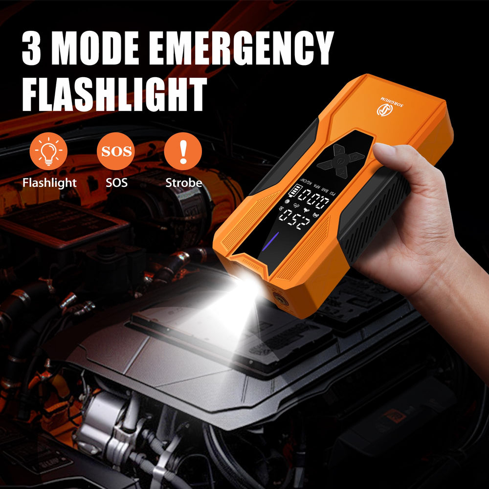 SORGHUM tire inflator with LED display demonstrates precise inflation.