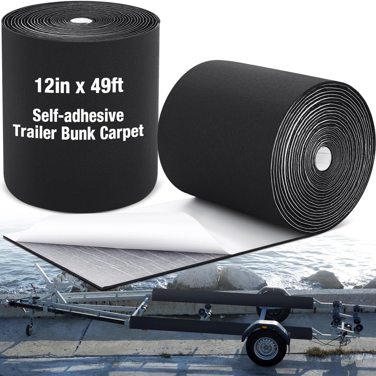 Soulchen boat trailer bunk carpet with adhesive backing for secure installation