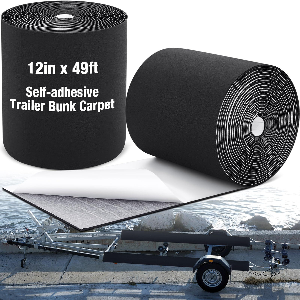 Soulchen boat trailer bunk carpet with adhesive backing for secure installation