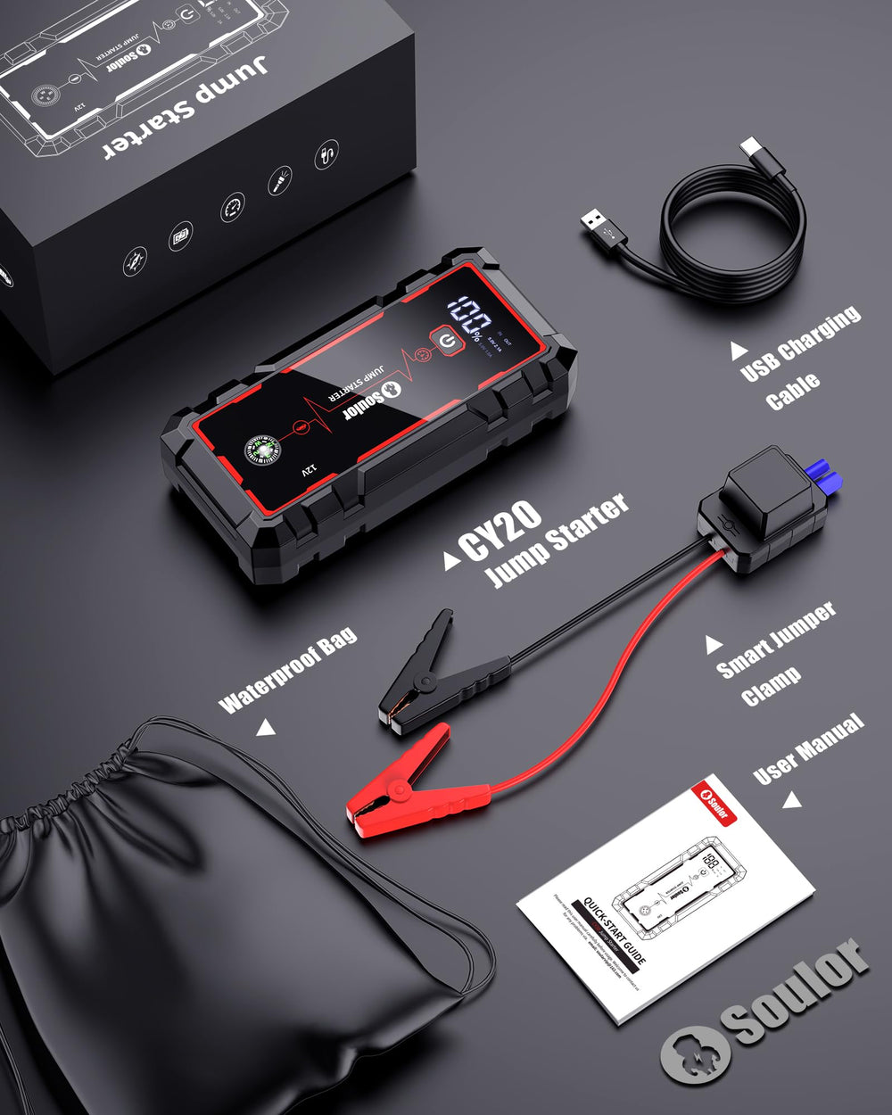 Soulor 5000A comes with smart clamps and waterproof bag.