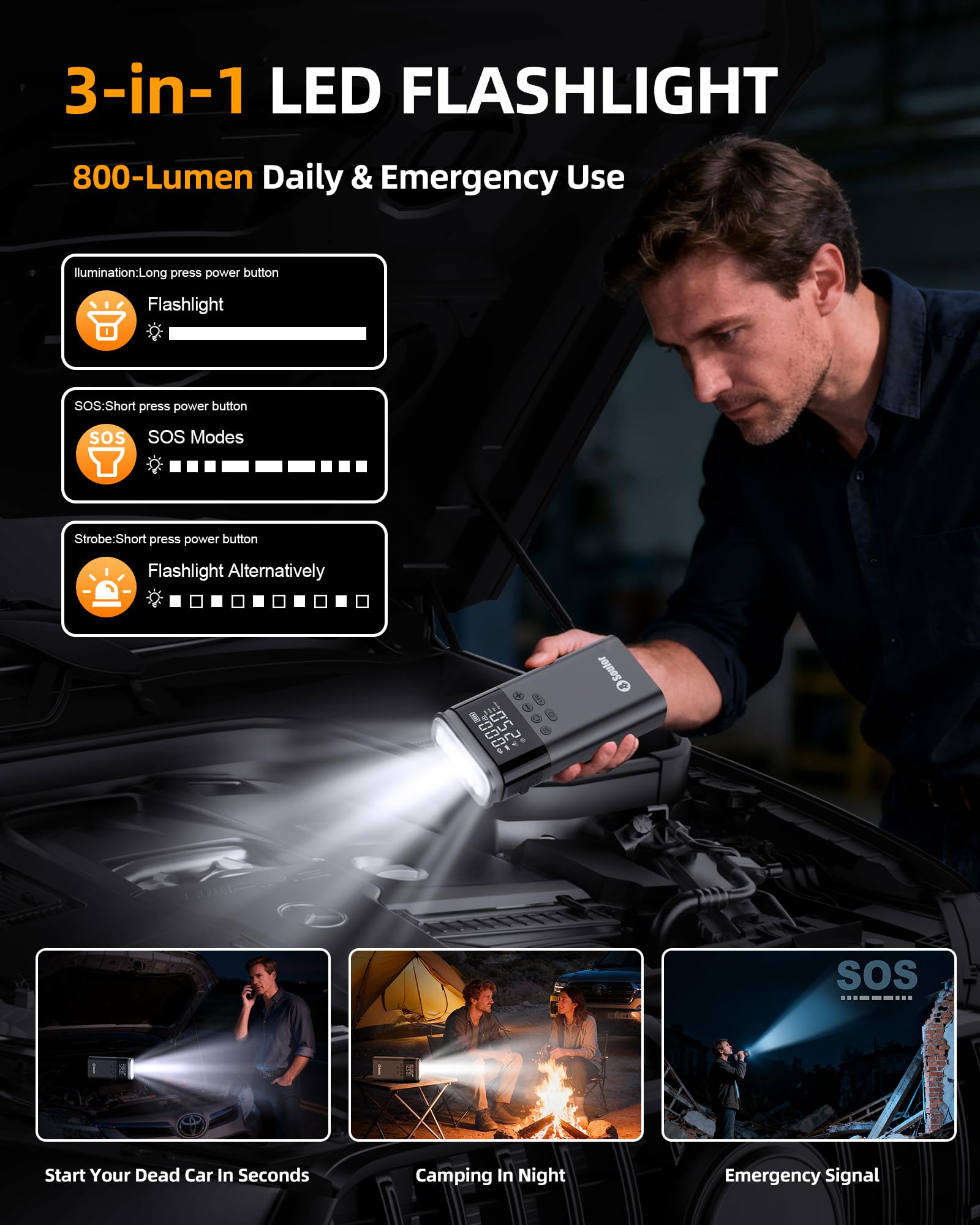 Soulor CYD22 heavy-duty jumper cables ready for use