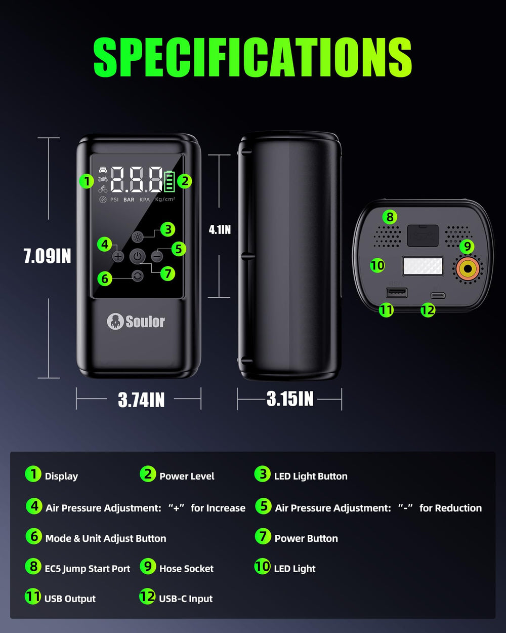 Soulor CYD24 USB-C charging keeps devices powered up.