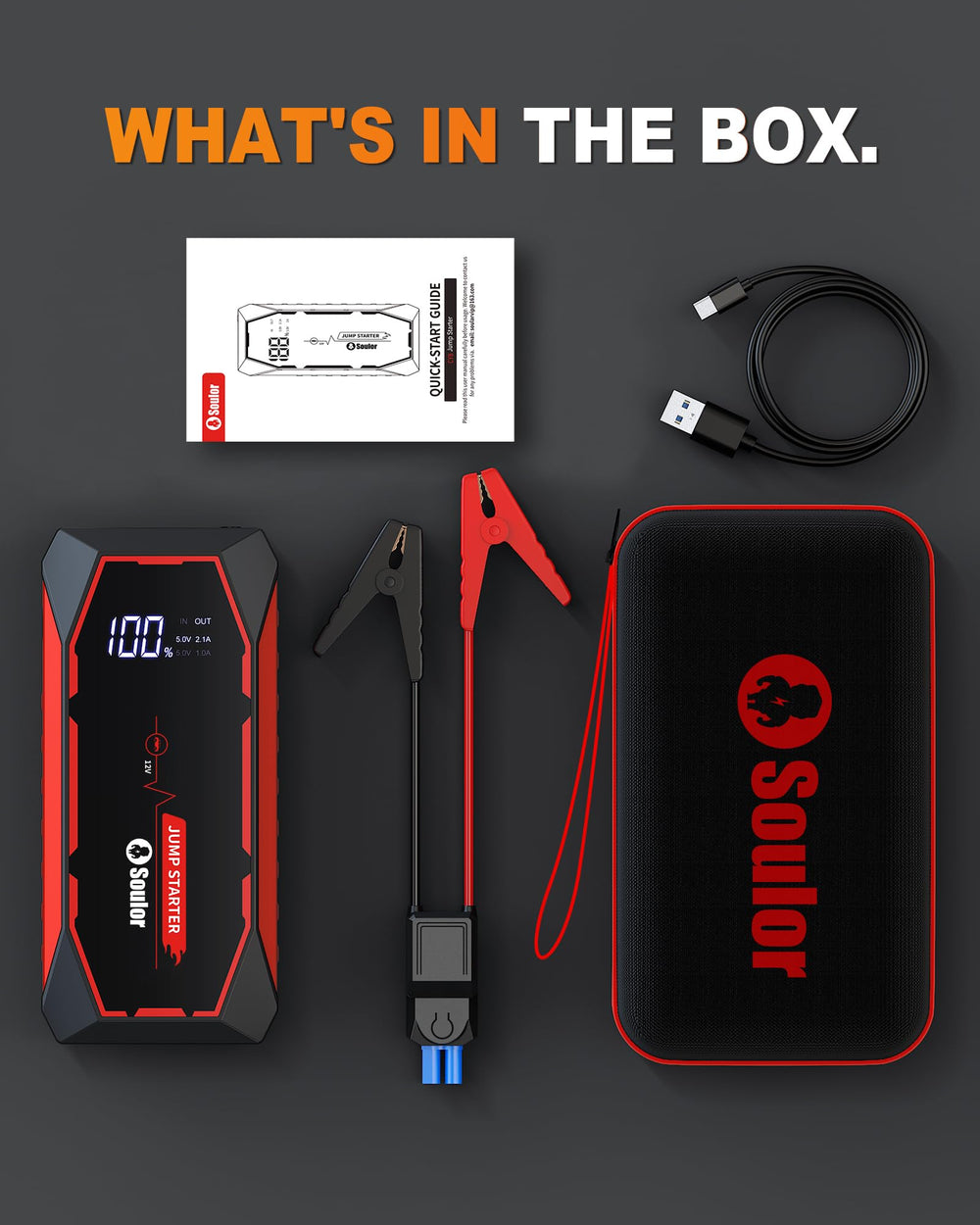 Soulor Jump Starter 5000A all-in-one kit for roadside readiness