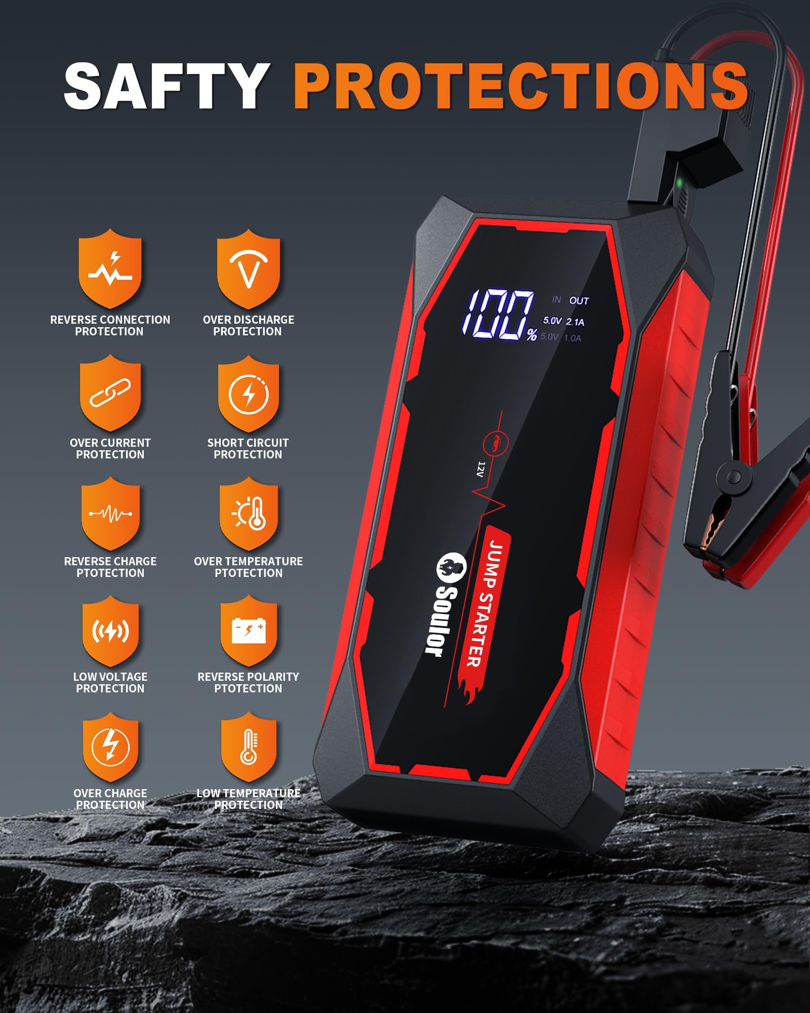 Soulor Jump Starter 5000A EVA storage bag keeps gear organized