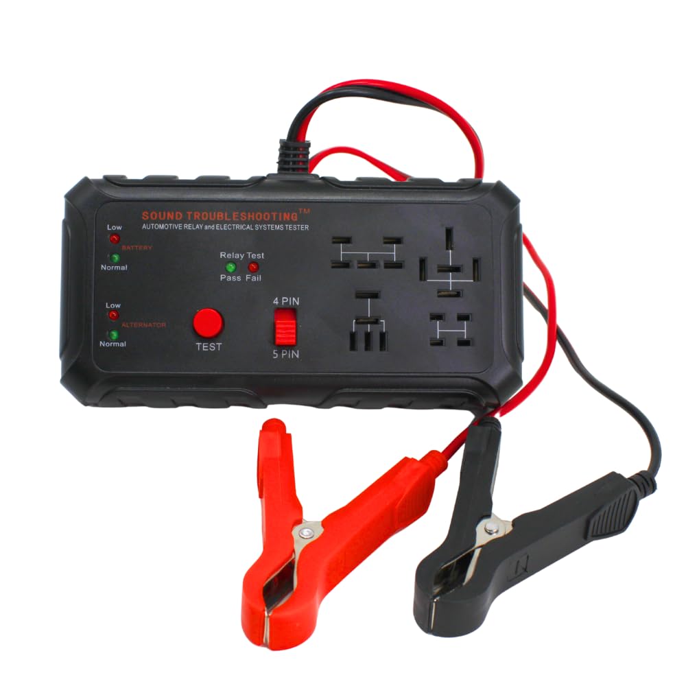 Sound Troubleshooting relay tester inserted into a relay for quick diagnostic feedback