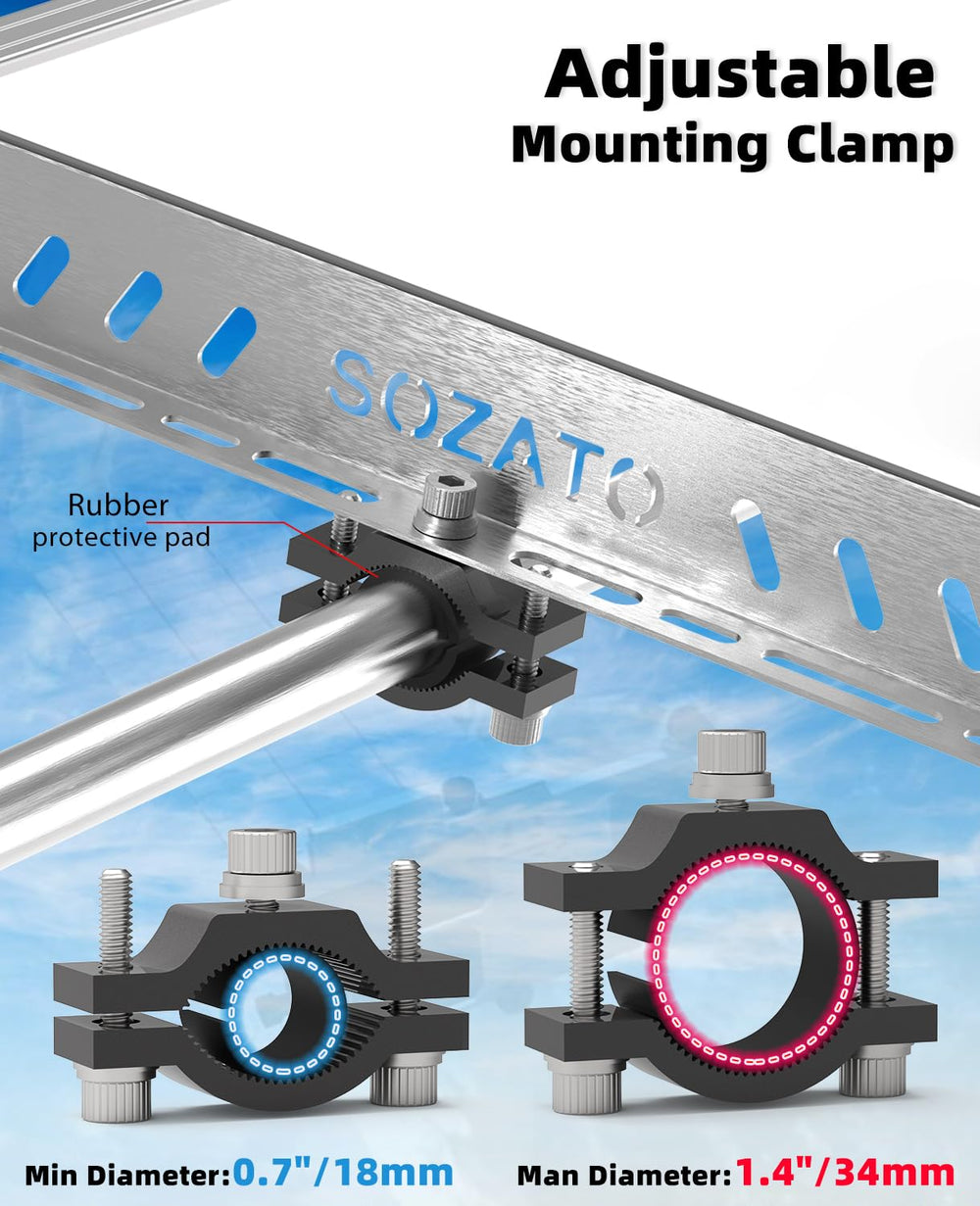 SOZATO Starlink Mini Mount adjustable-pipe-clamp fits 0.7 to 1.4 inches pipes