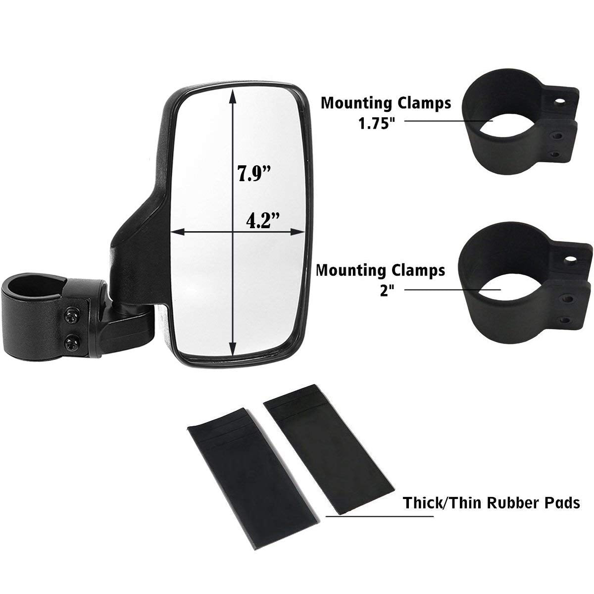 SPAUTO UTV mirrors ball joint adjustment for custom viewing angle