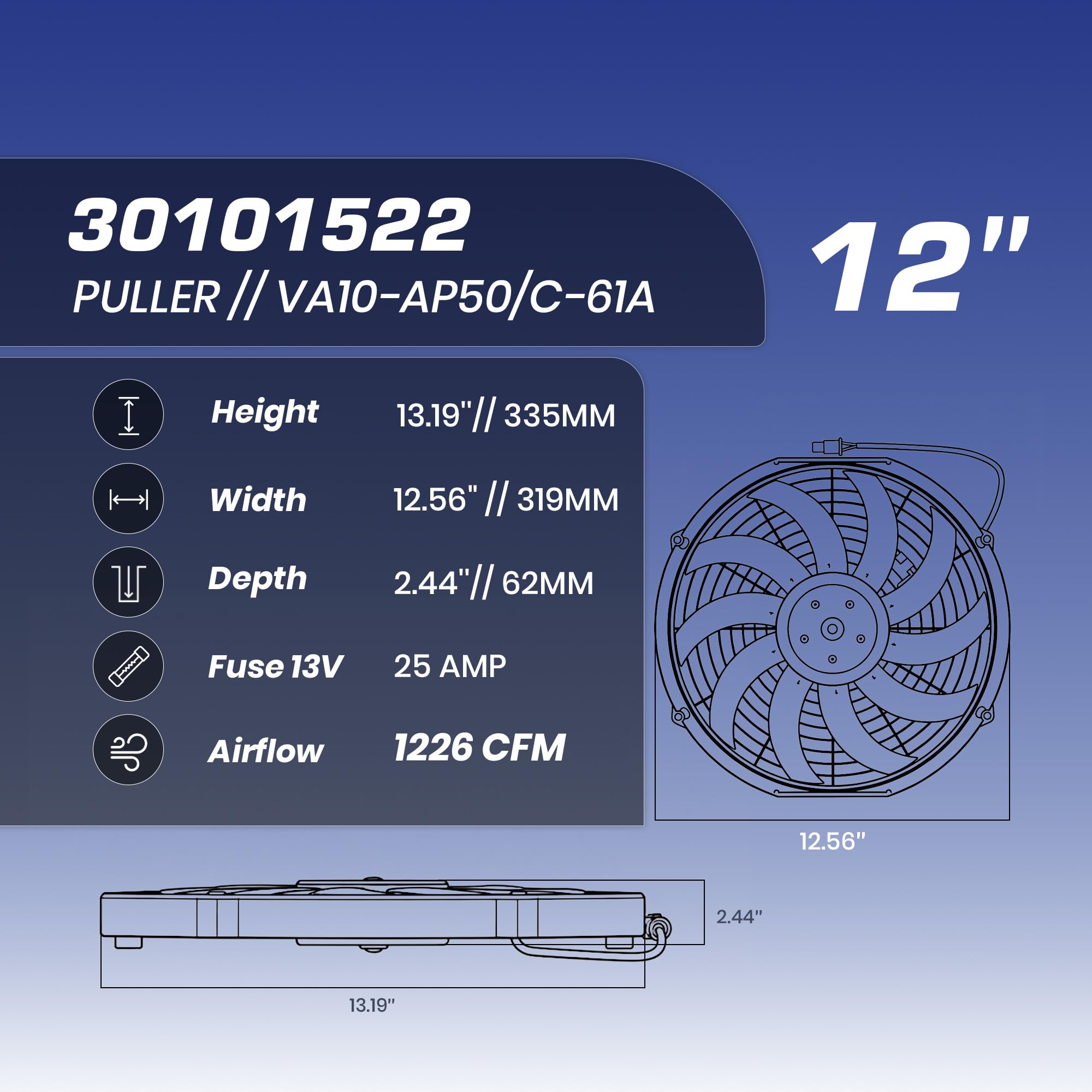 SPAL curved blades maximize airflow while reducing noise.