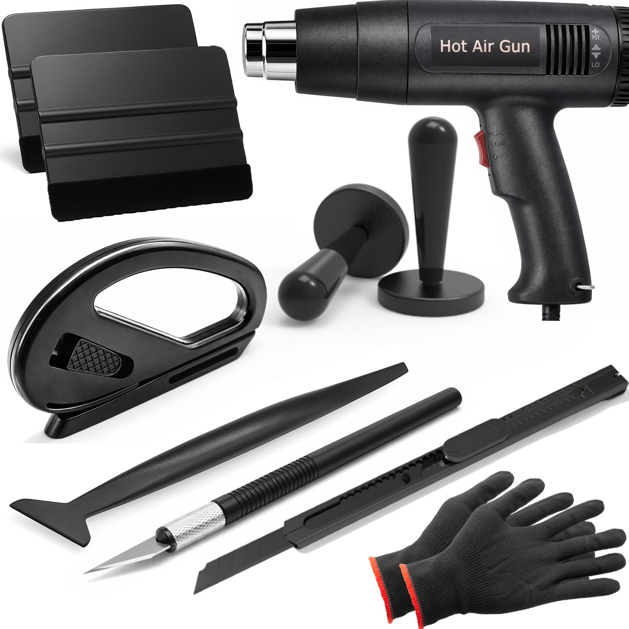 Spanno heat gun for vinyl wrap smooths curves and helps conform film.