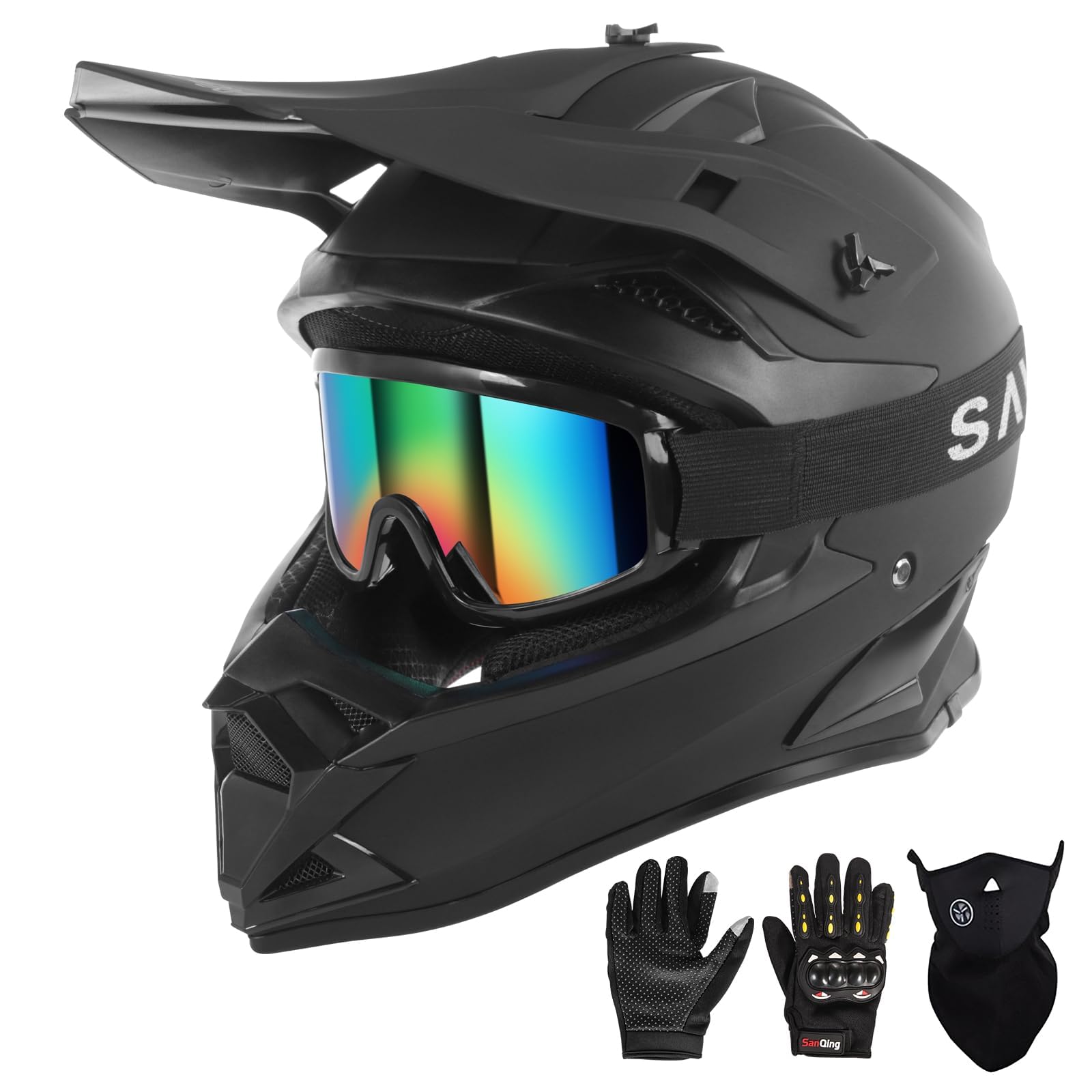 SPARK motocross helmet front view in matte black for off-road riding