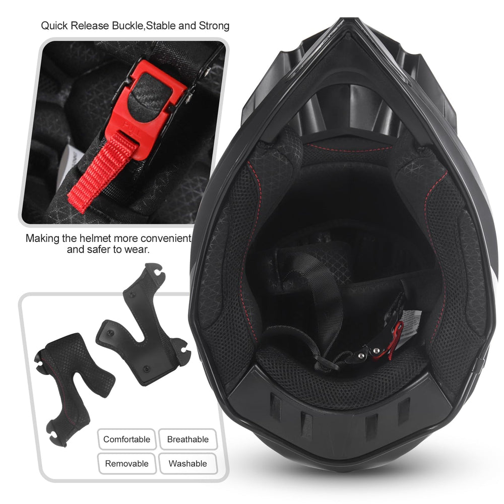 Complete SPARK motocross set with helmet, goggles, gloves, and mask