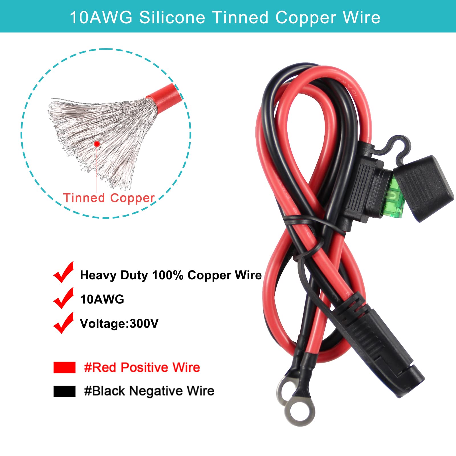 SPARKING 10AWG silicone wire harness 2ft designed for flexible use