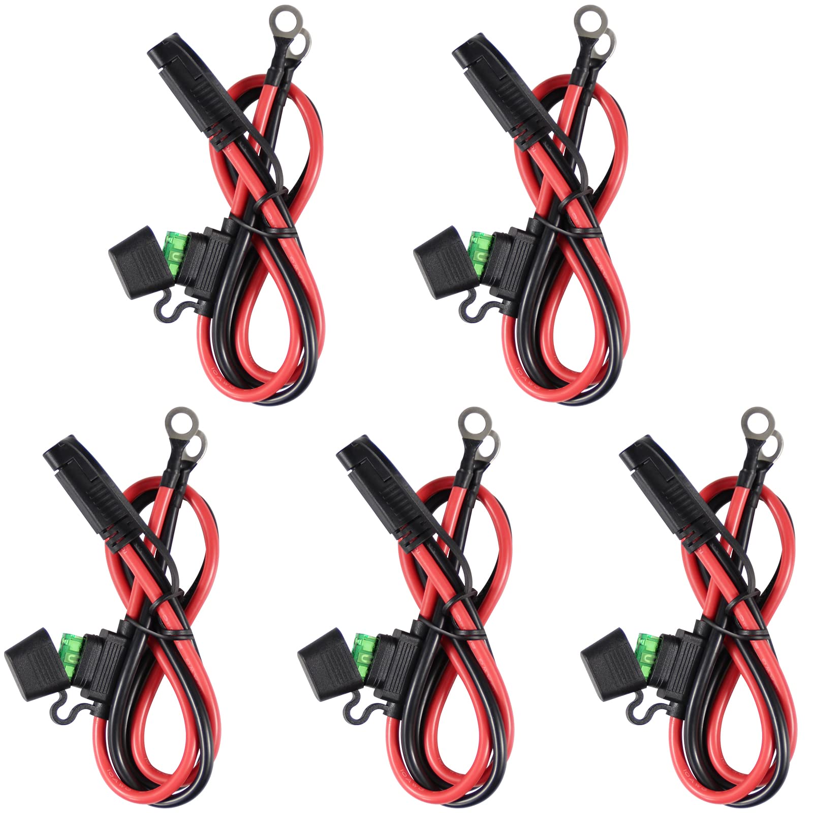 SPARKING 5-pack SAE to eyelet terminal cable for quick battery charging access
