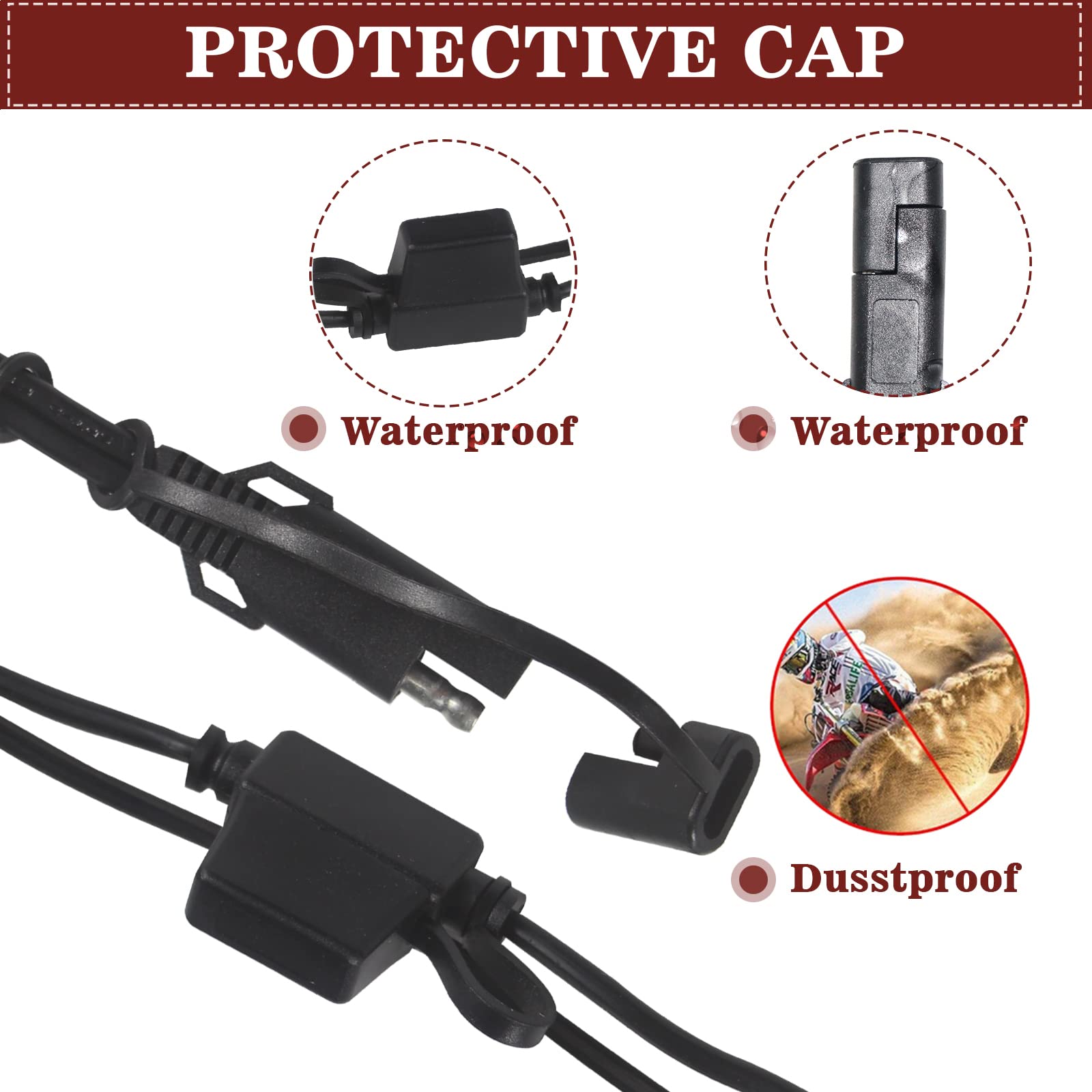 SPARKING weatherproof SAE port cover shields charging access from dust.